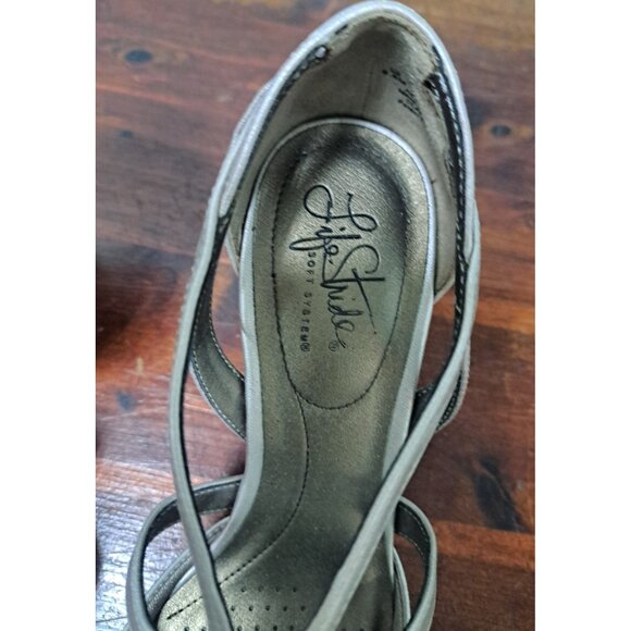 LifeStride Rose Gold Strappy Dress Shoes Heels 8.5 M Soft System Heel Pre Owned - Picture 4 of 9